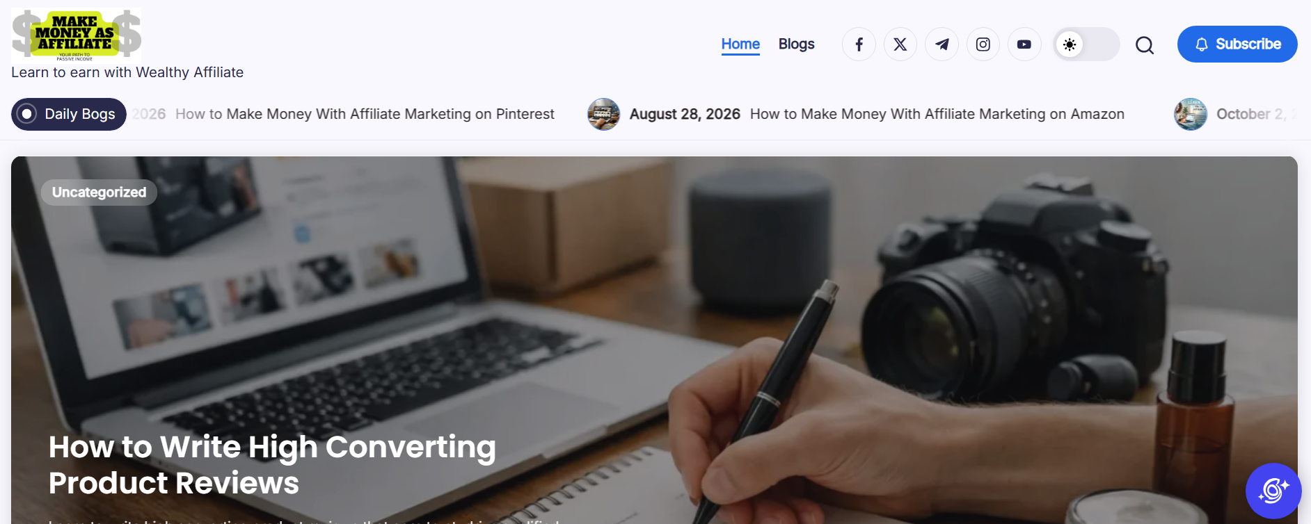 makemoneyasaffiliate.com homepage